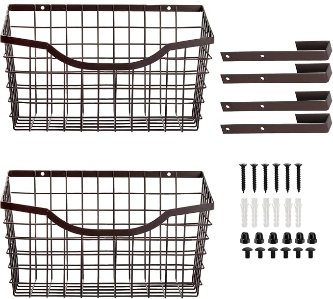 Nicunom 2 Pack Cabinet & Wall Mount Basket, Large Metal Wire Basket Wall Mount - Image 3