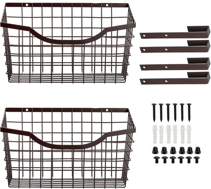 Nicunom 2 Pack Cabinet & Wall Mount Basket, Large Metal Wire Basket Wall Mount - Image 3