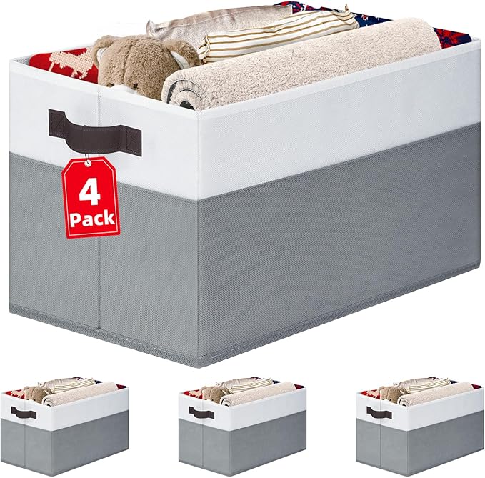 4 Pack Large Closet Storage Baskets Bins by Criusia