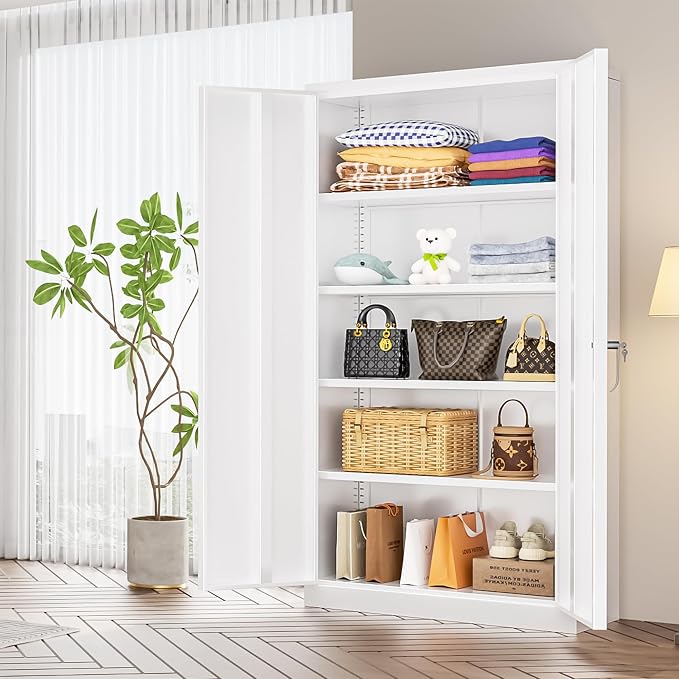 INTERGREAT White Metal Storage Cabinet, Tall Metal Cabinet - Image 9