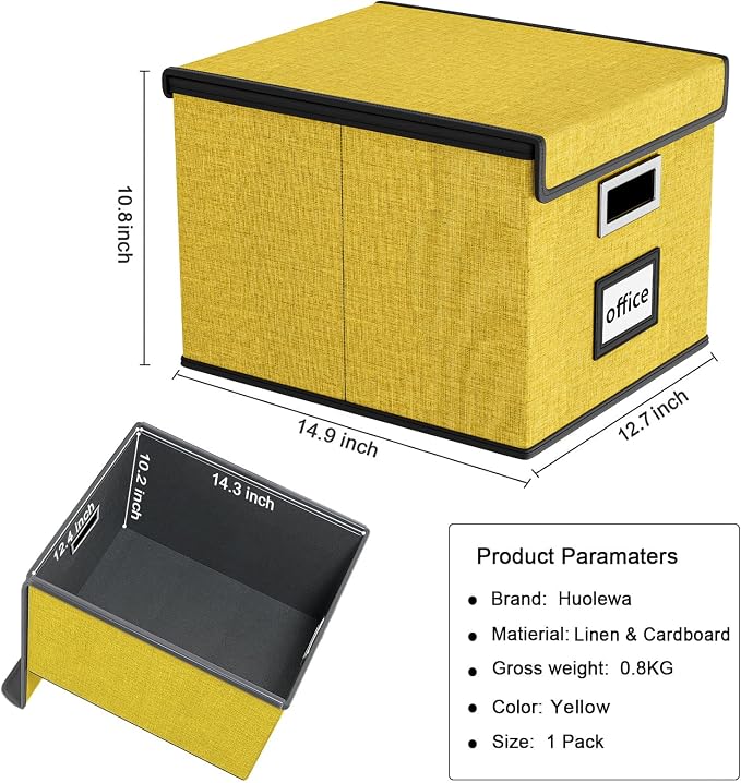 File Organizer Box with Lids, Collapsible File Folder Organizer | File Box with - Image 6