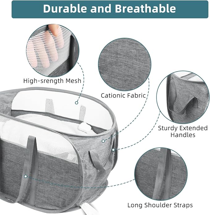Collapsible Laundry Baskets, Tear Proof Pop Up Laundry Hamper - Image 4