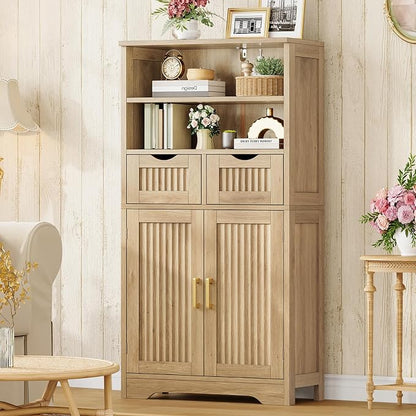 Iwell Tall Storage Cabinet, Fluted Cabinet - Image 2