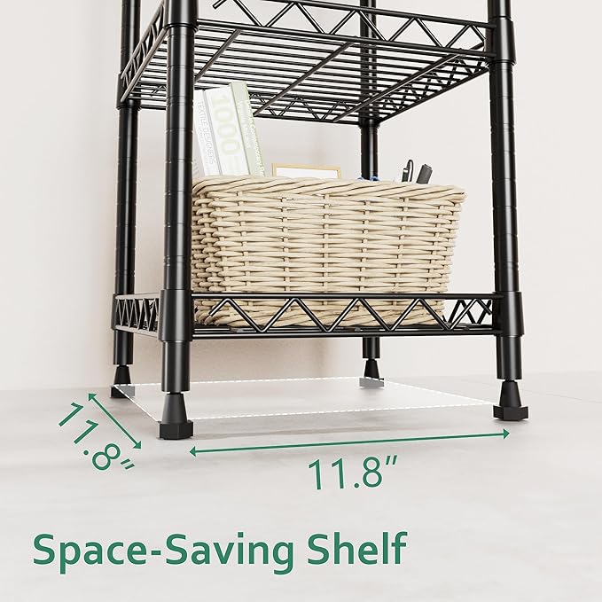 GIOTORENT 5 Tier Standing Shelving Metal Units, Adjustable Height Wire Shelf - Image 6