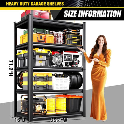 Set of 6 Heavy Duty Garage Shelving Unit, 71.2" H x 35.4" W x 16" D, 5-Tier - Image 3