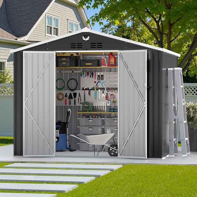 10x8 FT Outdoor Storage Shed, Metal Garden Shed, Storage Tool Sheds by BENASS