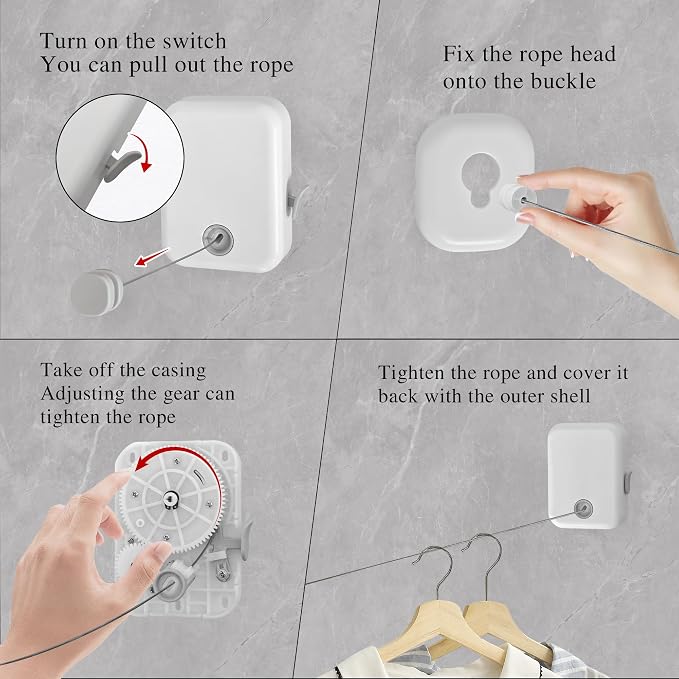 JOOM Retractable Clothesline Heavy Duty Clothes Drying Laundry Line Wall - Image 3