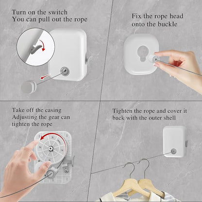 JOOM Retractable Clothesline Heavy Duty Clothes Drying Laundry Line Wall - Image 3
