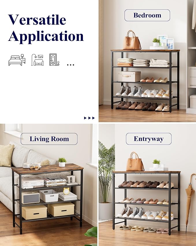 Kitsure Shoe Rack for Closet, Rustic Brown Shoe Organizer - Image 6