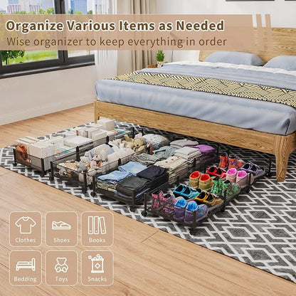 47.2'' Long Under Bed Storage on Wheels, 57.6L Large Capacity Rolling Under the - Image 2