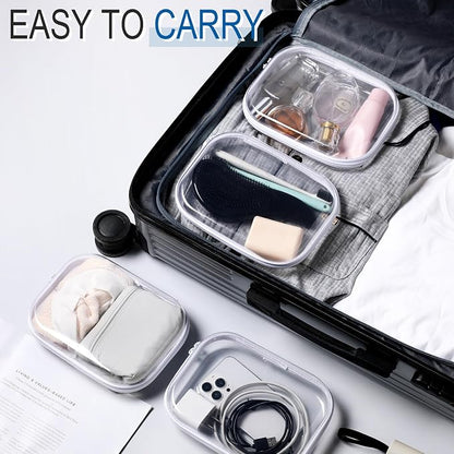 Sanwuta 6 Pcs Clear Hard Zipper Case Hard Plastic Zipper Pouches Makeup Bag - Image 5