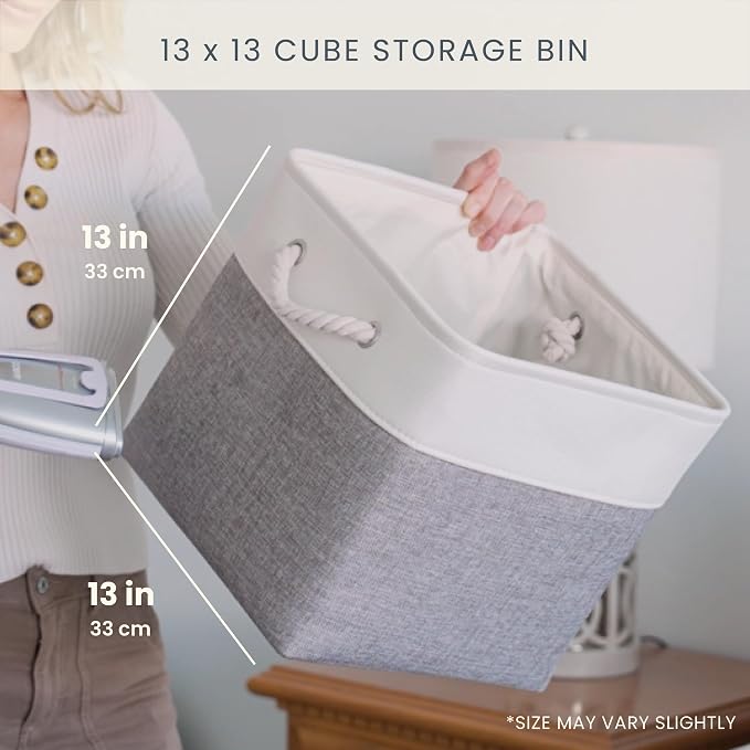 OrganiHaus 13x13 Cube Storage Bins 4 Pack, Foldable Cube Storage Organizer w/ - Image 2