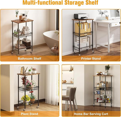 Homeiju Rolling Kitchen Storage Cart, 3-Tier Storage Rack on Caster Wheels - Image 8