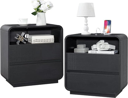 Black Curved Nightstand Set of 2 by StandifurnoFurniture