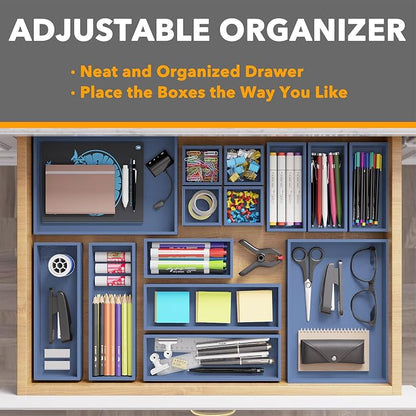 SpaceAid 14-Piece Bamboo Drawer Organizer Storage Boxes Set, Wood Tray Junk - Image 5