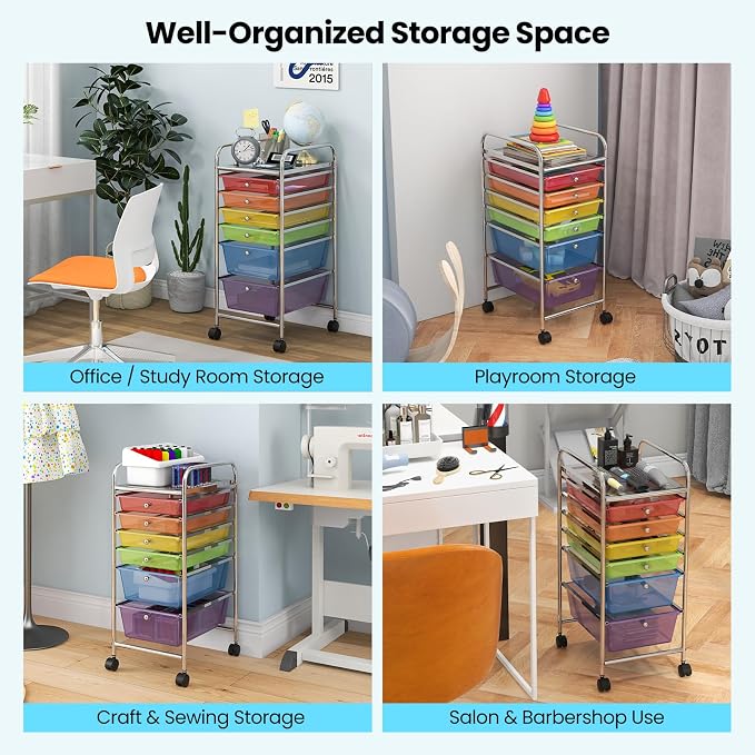 Giantex 6 Storage Drawer Cart Rolling Organizer Cart - Image 9