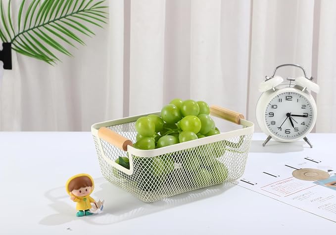 AJIODA 2Pack Metal Mesh Steel Basket, Small Wire Storage Organizer Basket - Image 2