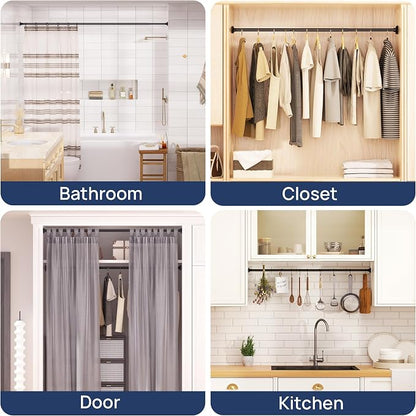 ENJOYBASICS 1" Black Shower Curtain Rod, 30-64" Adjustable, Secure Tension | - Image 7
