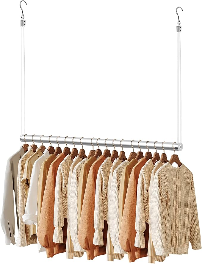 BaiNong Adjustable Closet Hanging Rod 40" Silver Closet Rod Extender | Heavy by BaiNong