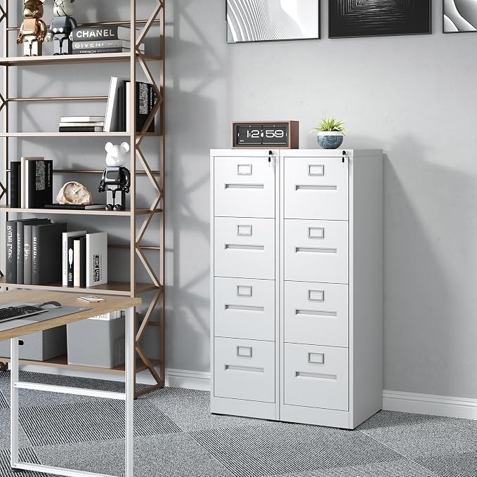 4 Drawer File Cabinet with Lock, Metal Vertical Filing Storage Cabinet - Image 2