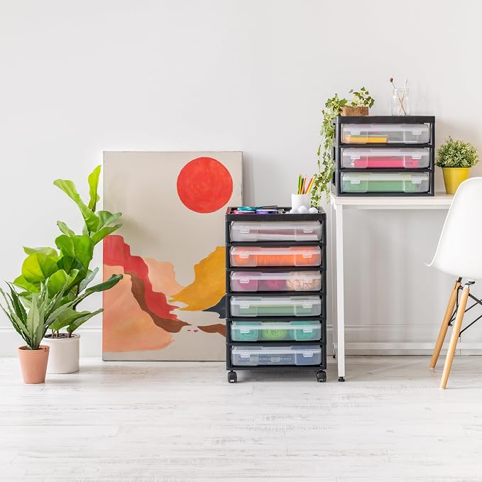 IRIS USA Fits 12" x 12" Paper, 6-Tier Scrapbook Rolling Storage Cart - Image 2