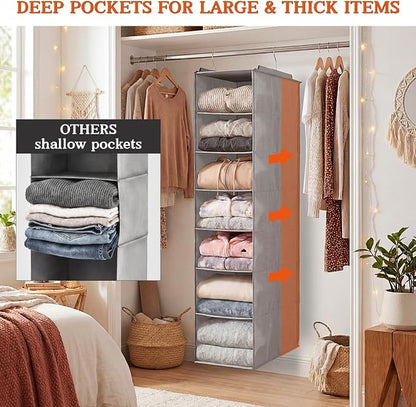 Deep Pocket Hanging Closet Organizer, 8 Tier Hanging Shoe Organizer | - Image 3