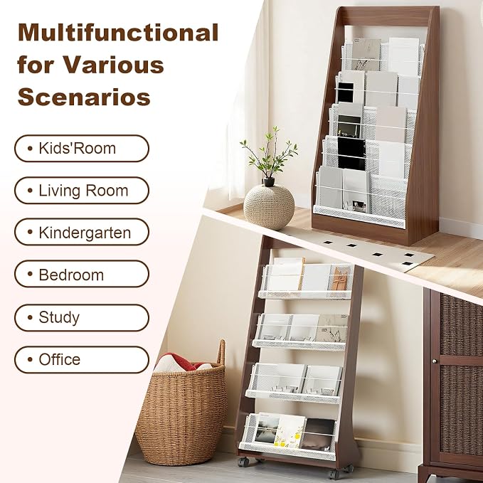 Brochure Display Rack, 4 Layer Floor-Standing Magazine Rack, Literature - Image 3