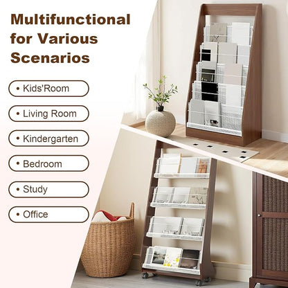 Brochure Display Rack, 4 Layer Floor-Standing Magazine Rack, Literature - Image 3