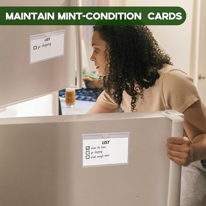 52 Pack Label Pockets for Storage Bins, 3x5 Sticky Index Card Holder | Goefun - Image 5