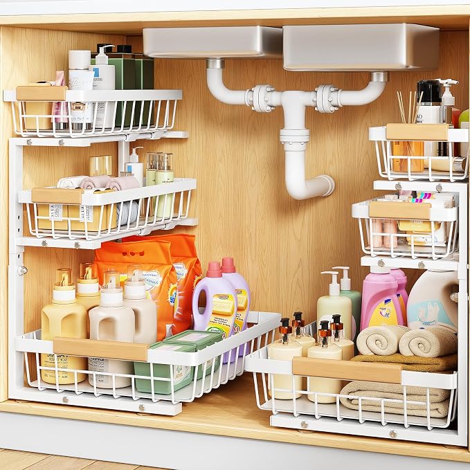 PXRACK Under Sink Organizer, Slide out Storage Drawer Rack by PXRACK