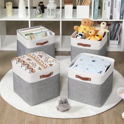 HNZIGE Foldable Storage Cubes Baskets Set Fabric Bins - Image 4
