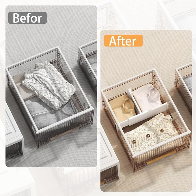 REBECAT 5 Pack Drawer Dividers for Clothes Adjustable Drawer Dividers 4" High - Image 4