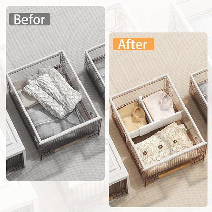 REBECAT 5 Pack Drawer Dividers for Clothes Adjustable Drawer Dividers 4" High - Image 4