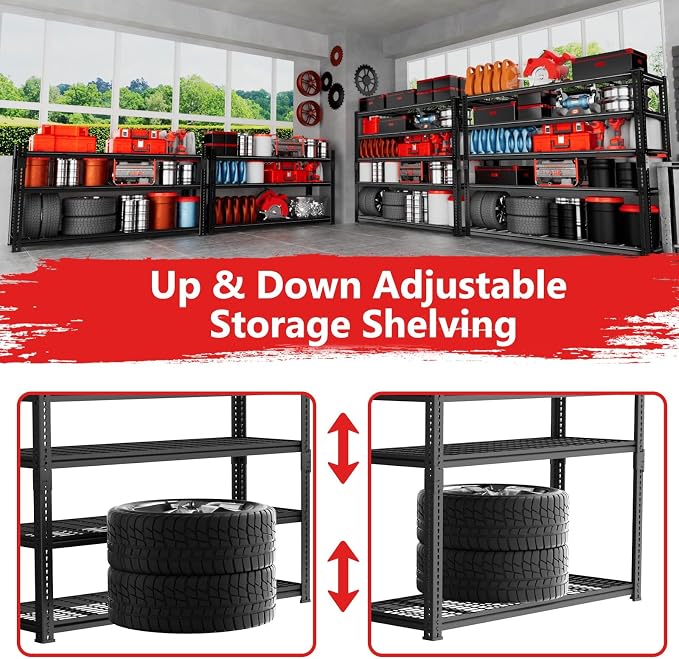 Storage Shelves, Garage Shelving Heavy Duty 2800 LBS Capacity, 5 Tier Utility - Image 5