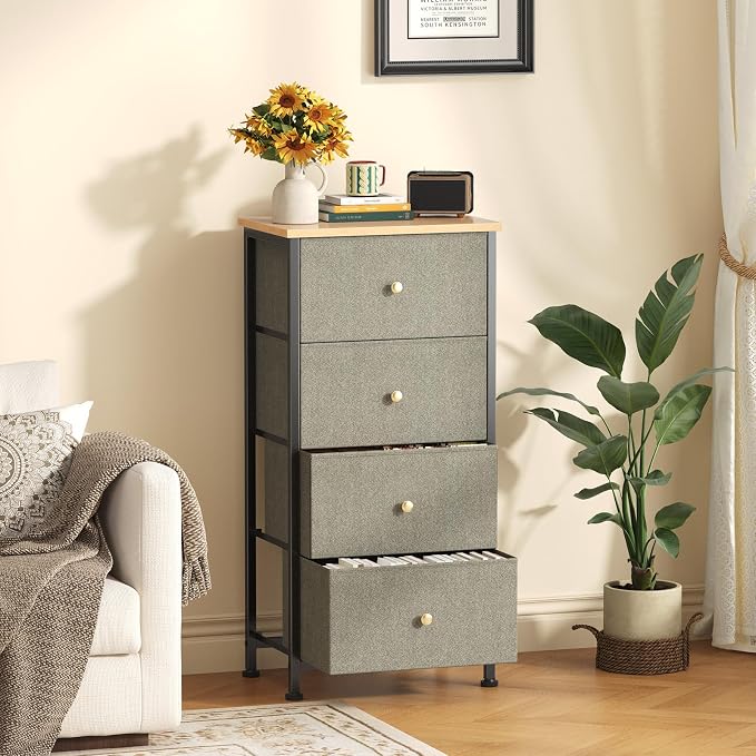 Sweetcrispy Dresser for Bedroom, 4 Drawer Storage Cabinet, Tall Nightstand | - Image 2