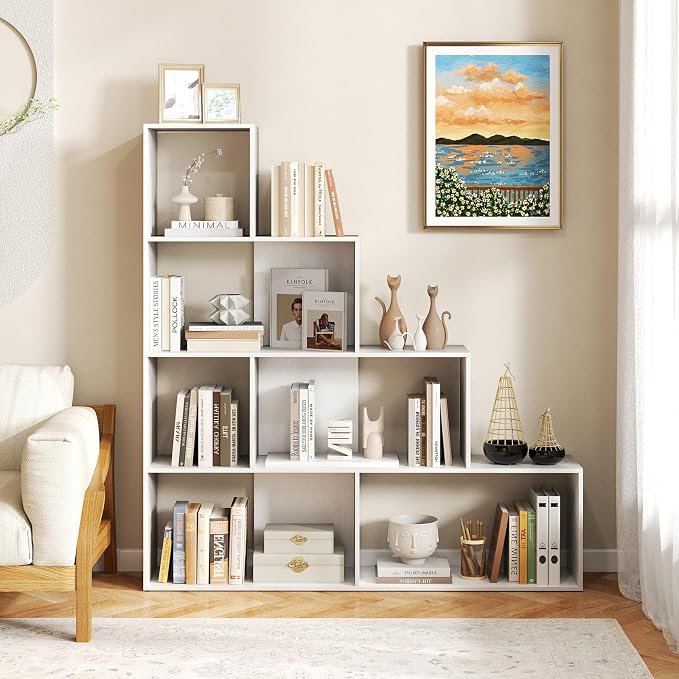 Tangkula 4-Tier Stepped Bookshelf, Freestanding 6 Cubes Ladder Bookcase - Image 4