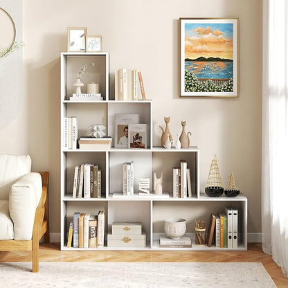 Tangkula 4-Tier Stepped Bookshelf, Freestanding 6 Cubes Ladder Bookcase - Image 4
