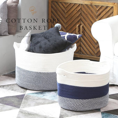 Sea Team Oval Large Cotton Rope Woven Storage Basket - Image 2