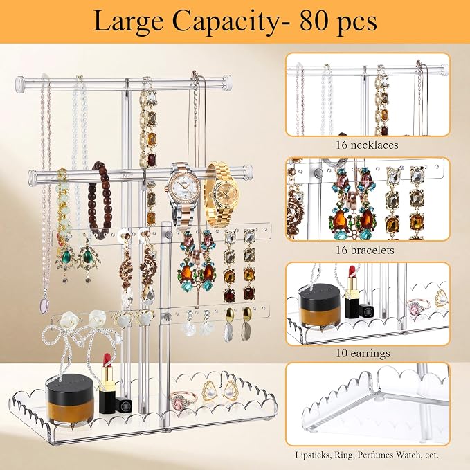 Acrylic Jewelry Stand with Scalloped Tray, Tower Tray Storage - Image 4