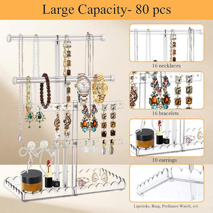 Acrylic Jewelry Stand with Scalloped Tray, Tower Tray Storage - Image 4