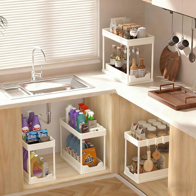 Under Sink Organizers and Storage 2 Pack, Pull-Out Sliding Cabinet Organizer - Image 8