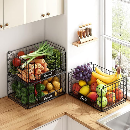JKsmart 3 Pack XXL Stackable Wire Baskets, Pantry Organizers and Storage | - Image 4