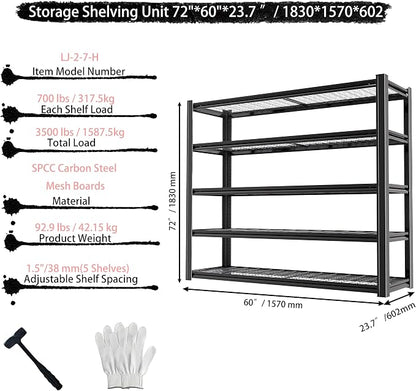 Storage Shelving Unit Height Adjustable Heavy Duty Garage Shelves Metal Utility - Image 2