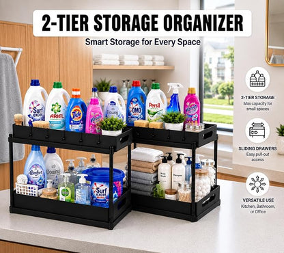 2 Pack Under Sink Organizer, Pull-Out Cabinet Storage Organizers - Image 4