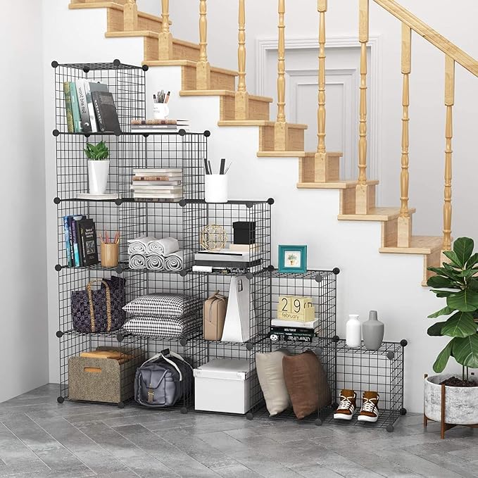C&AHOME Wire Cube Storage, 16 Cubes Organizer Metal Grids Storage, Storage Bins - Image 2