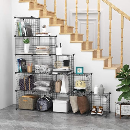 C&AHOME Wire Cube Storage, 16 Cubes Organizer Metal Grids Storage, Storage Bins - Image 2