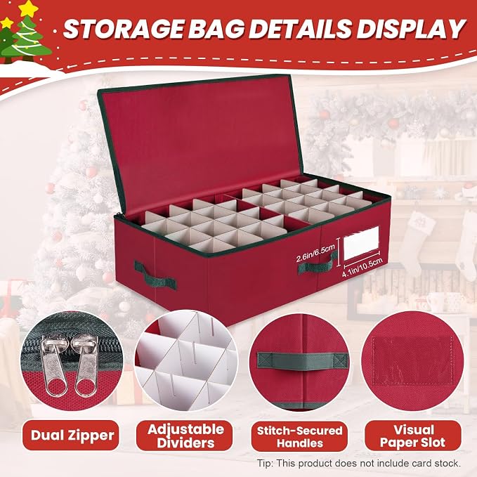 BlessedSeason Christmas Ornament Storage Box -Stores Up to 64 3” Balls - Image 2