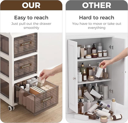 Bathroom Storage with Drawers, 7.87" Wide Slim Storage Cabinet | Freestanding - Image 5