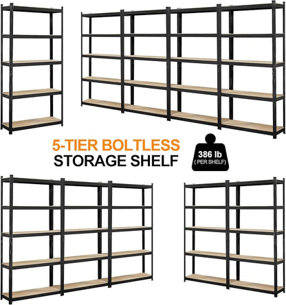 Topeakmart 5 Tier Metal Storage Shelving Unit, 35.5x12x71 Inch Black | - Image 9