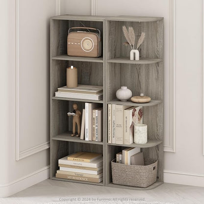Furinno Reed Corner Shelf, 4-Tier Corner Bookshelf, Book Shelf, Corner Shelves - Image 2